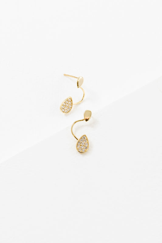 Curved Droplet Earrings (14K Gold)