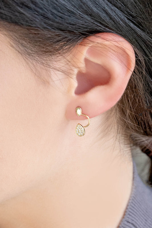 Curved Droplet Earrings (14K Gold)