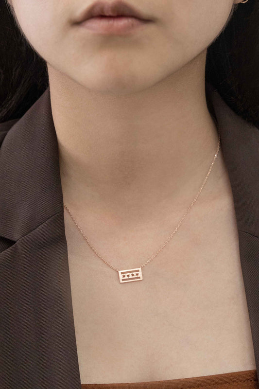 Chicago Flag Necklace