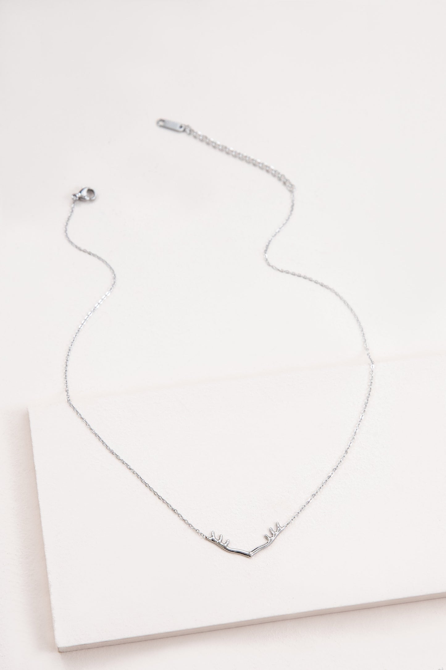 Wide Antler Necklace | Silver