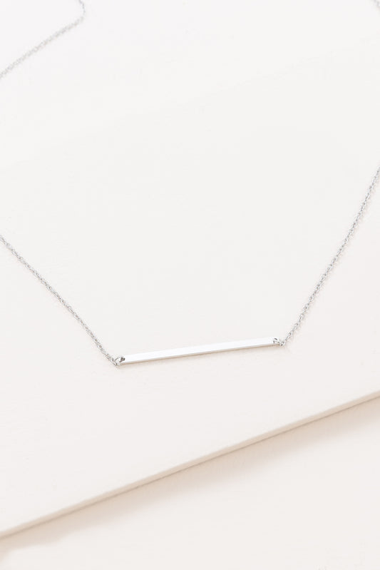 Modern Minimalist Bar Necklace | Silver