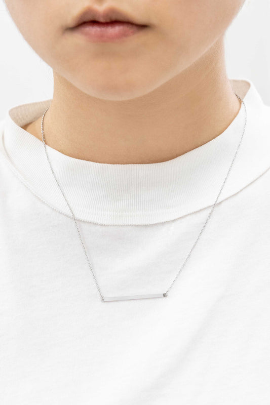 Modern Minimalist Bar Necklace | Silver