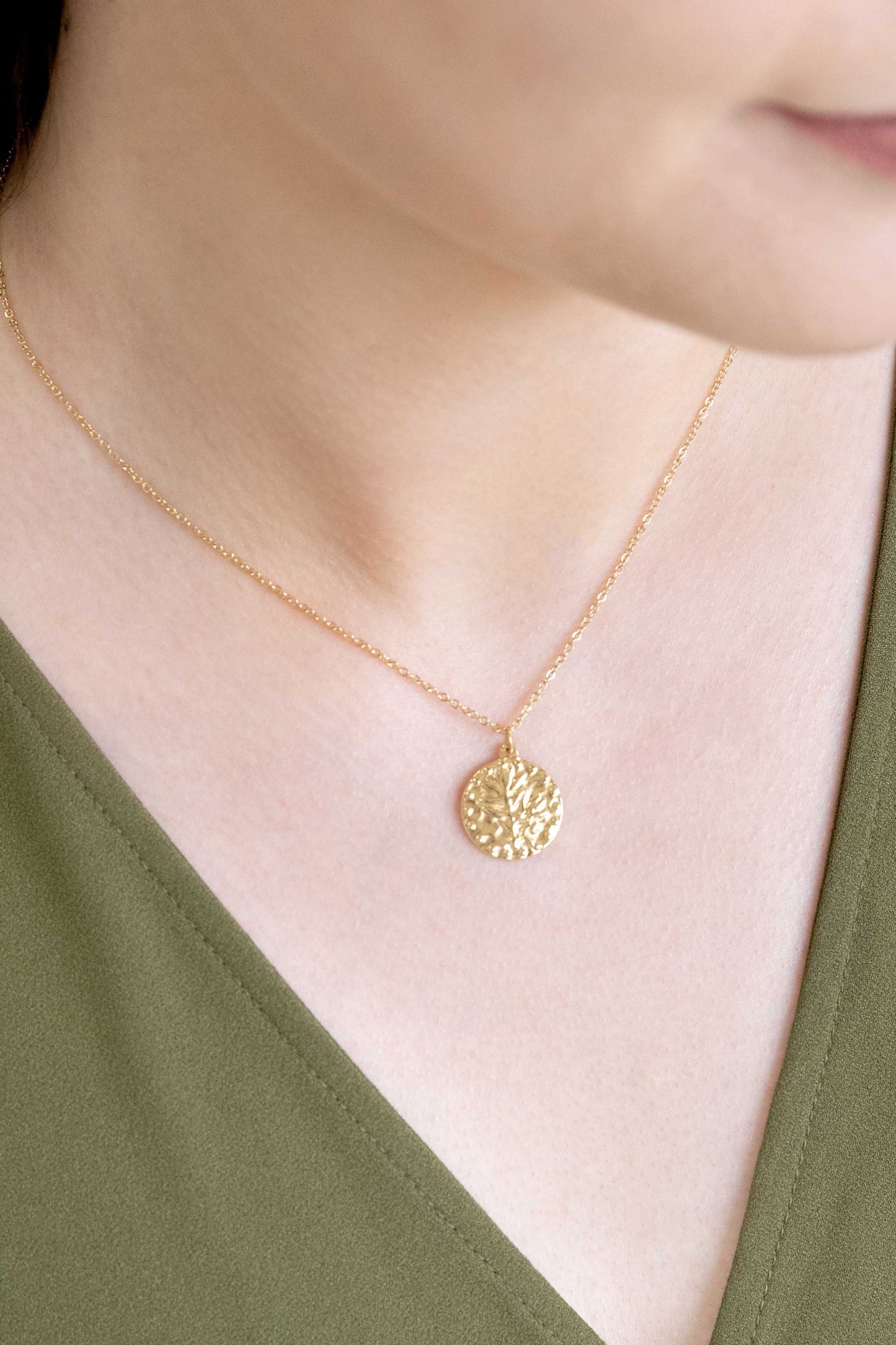 Imprinted Leaves Necklace (14K)