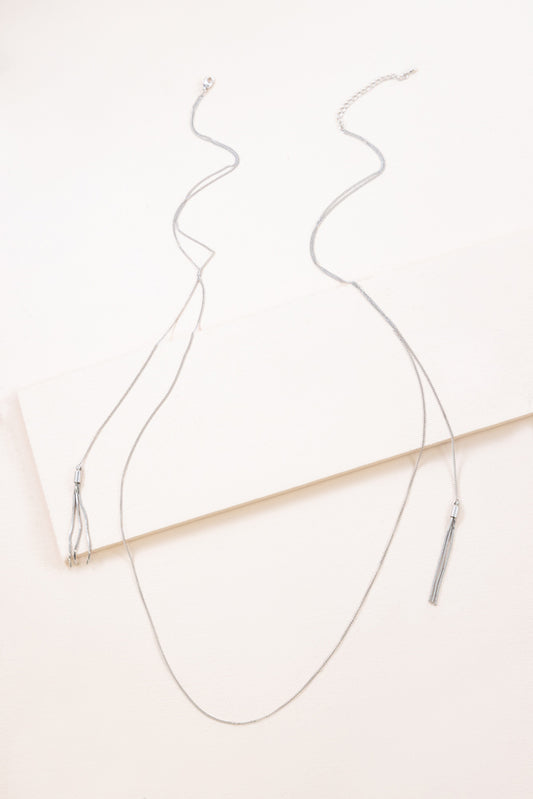 Tsarina Tassel Layered Necklace | Silver