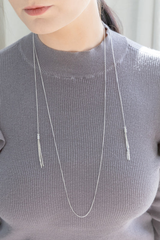 Tsarina Tassel Layered Necklace | Silver