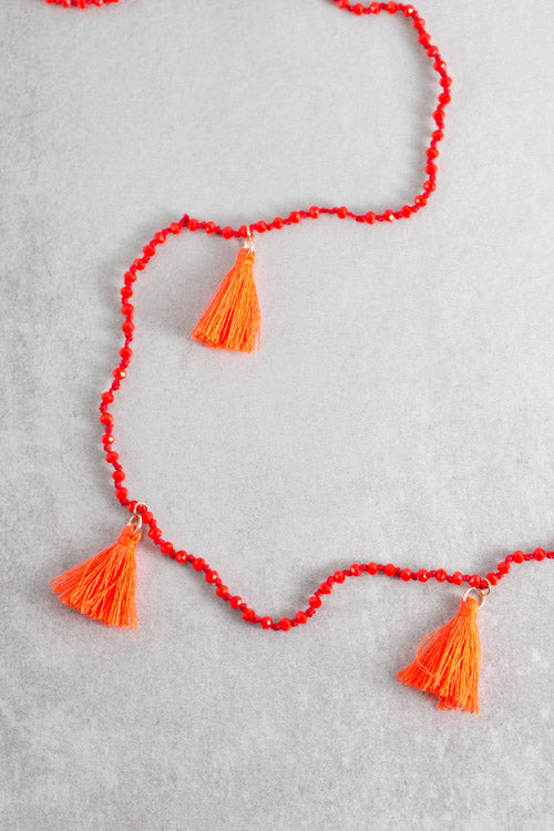 Nayeli Tassel Necklace | Orange