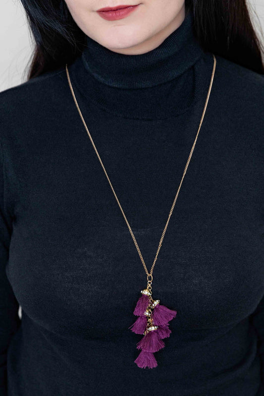 Bijou Tassel Necklace | Purple
