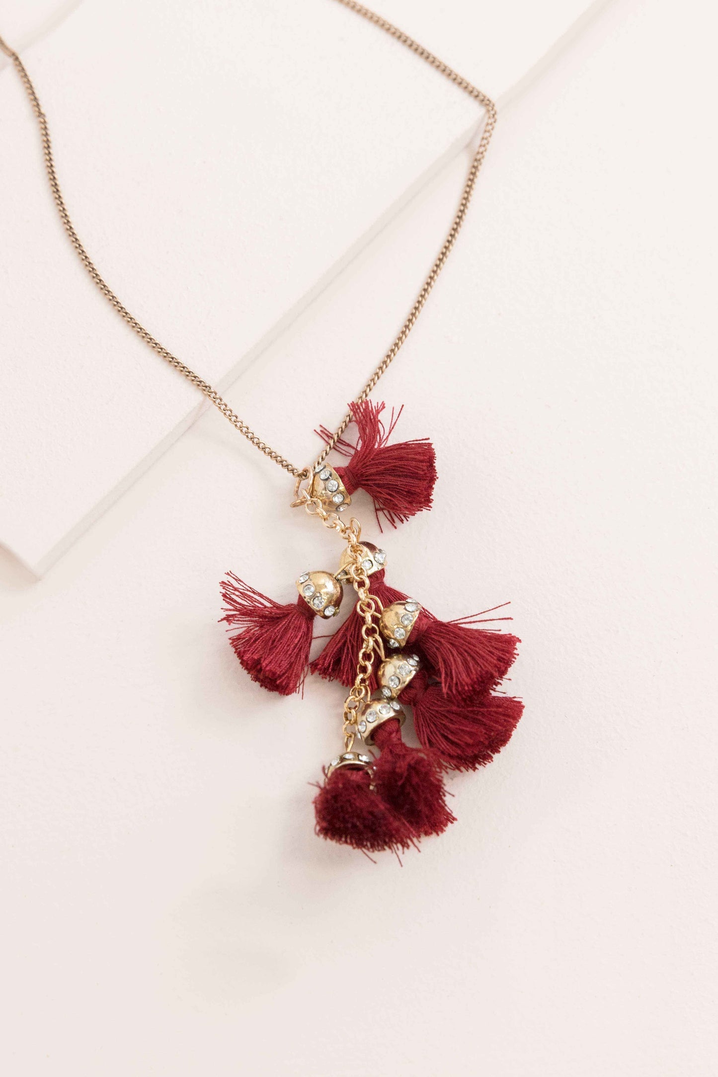 Bijou Tassel Necklace | Burgundy