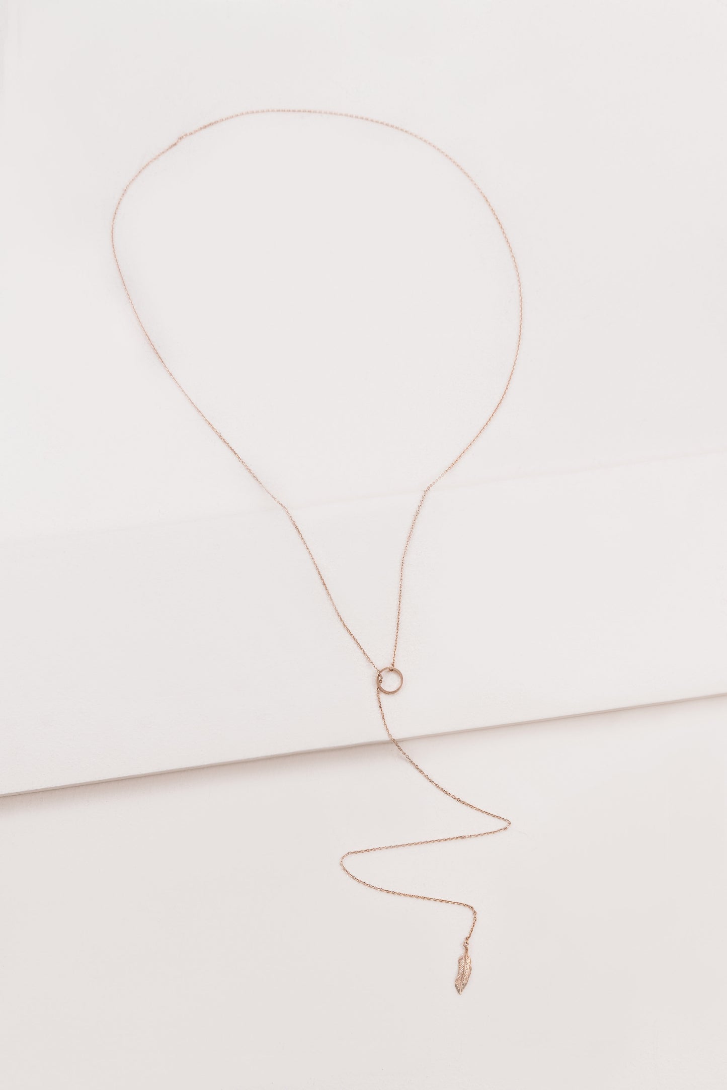 Long Feather Lariat Necklace