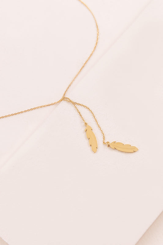 Feather Y-Necklace (14K)