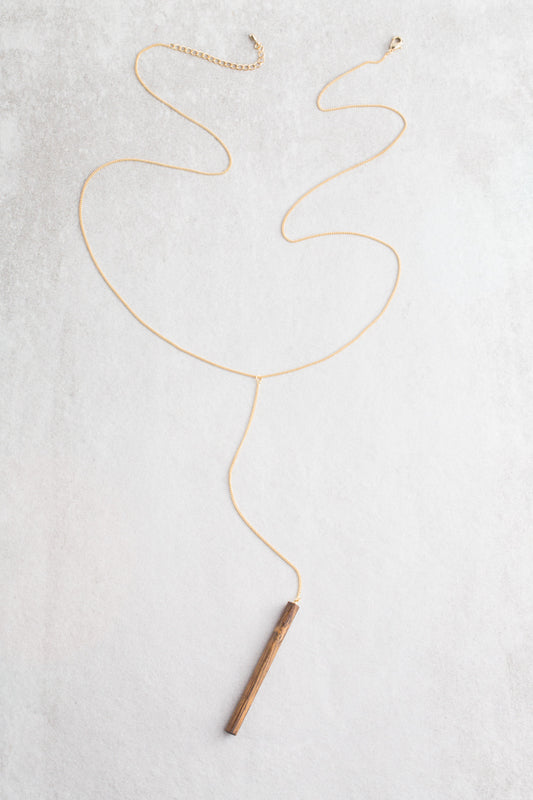 Matchstick Wood Y-Necklace | Walnut