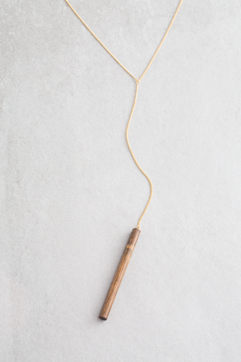 Matchstick Wood Y-Necklace | Walnut