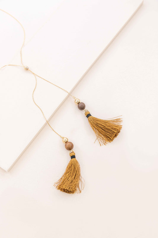 Catalina Bolo Tassel Necklace | Brown