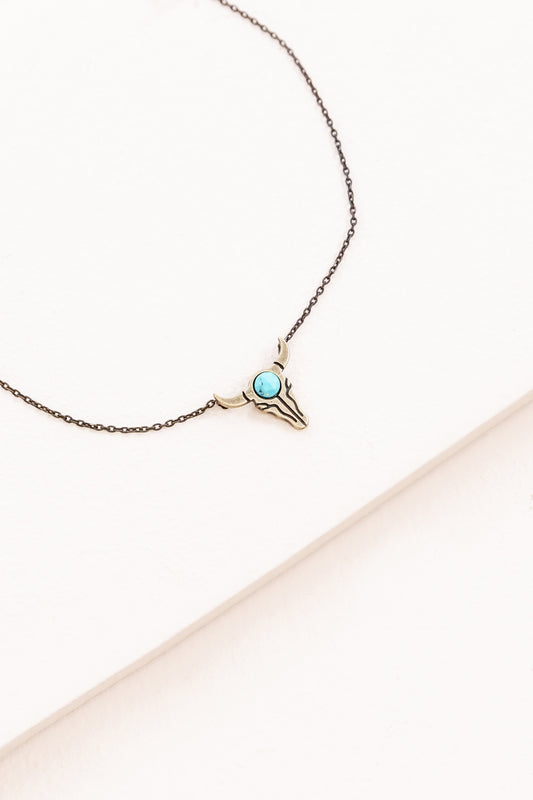 Bull Skull Stone Necklace