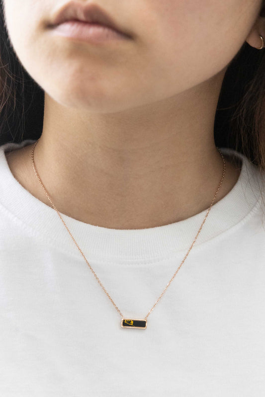 Beaming Bar Stone Necklace | Rose Gold (14K)