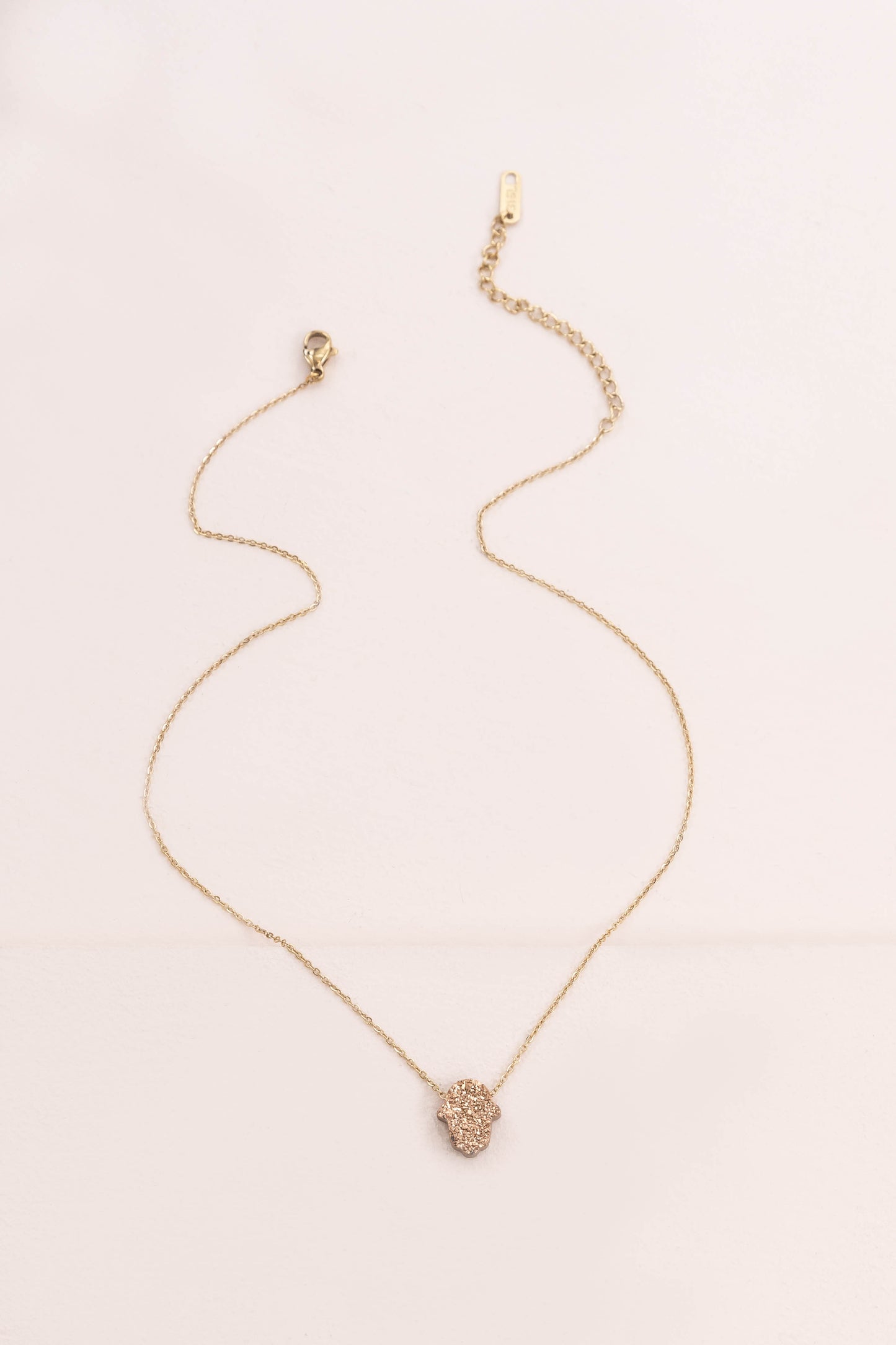 Hamsa Hand Druzy Necklace | Champagne (14K)