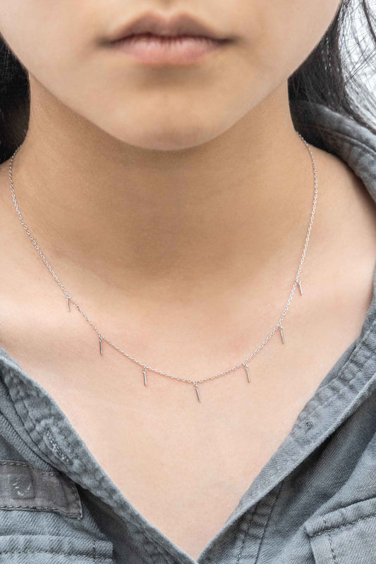 Bar Tassel Drop Necklace | Silver (sterl.)