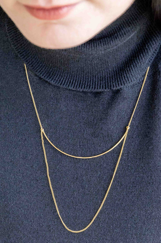 Crescent Drape Layered Necklace