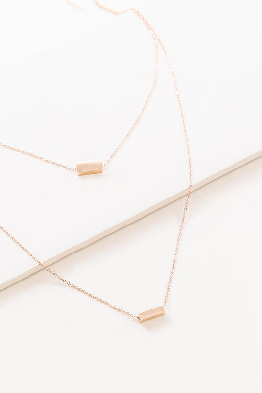 Strike a Pose Bar Layered Necklace | Rose Gold (14K)