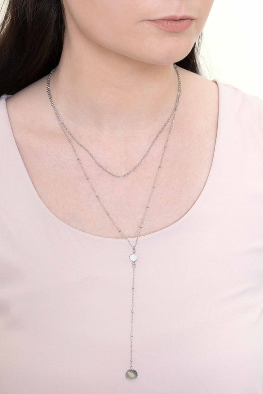 Good Wishes Layered Y-Chain Necklace | Silver