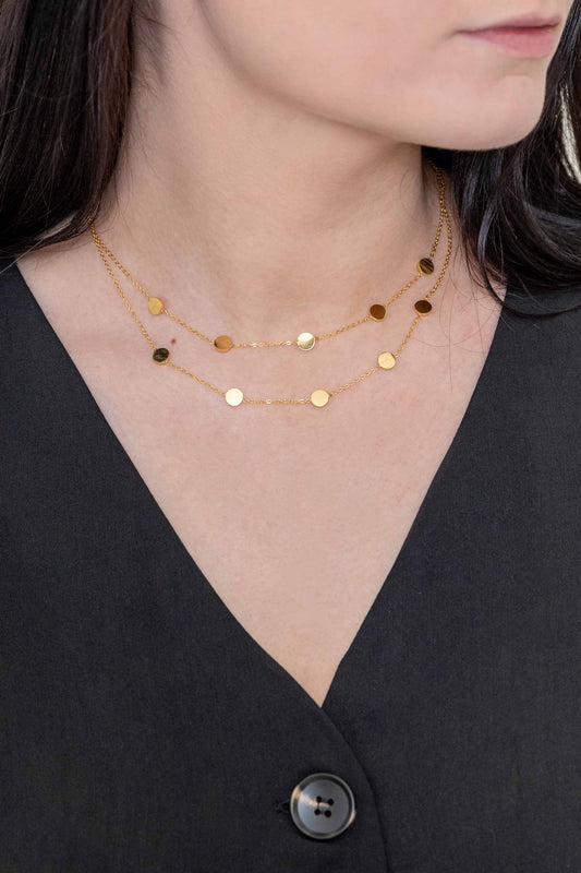 Party Favors Double Layered Necklace (14K) | Gold