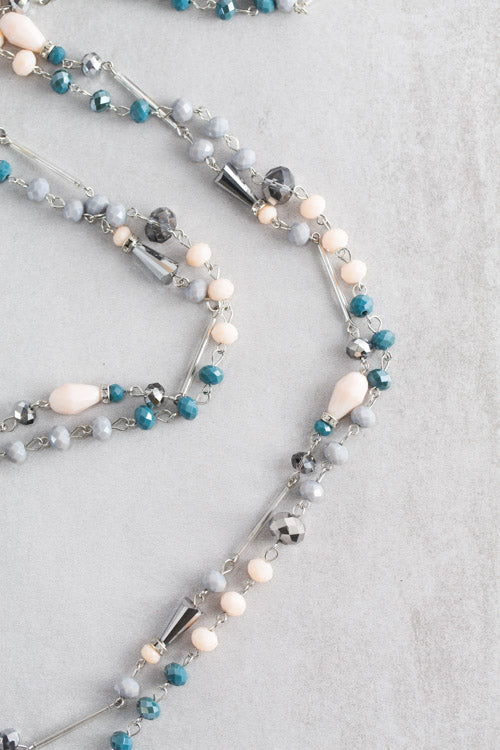 Khiara Beaded Necklace | Steel Blue