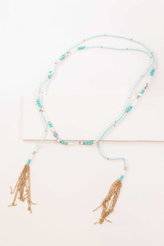Allana Wrap Beaded Necklace | Aqua