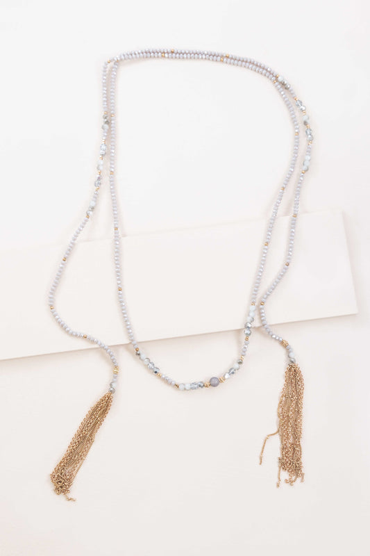 Allana Wrap Beaded Necklace | Gray