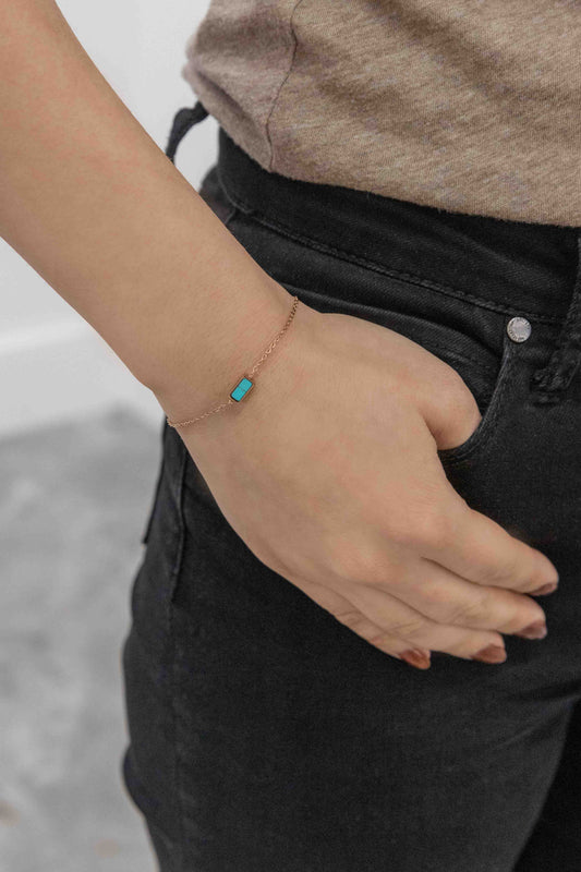 Beaming Bar Stone Bracelet | Rose Gold (14K)