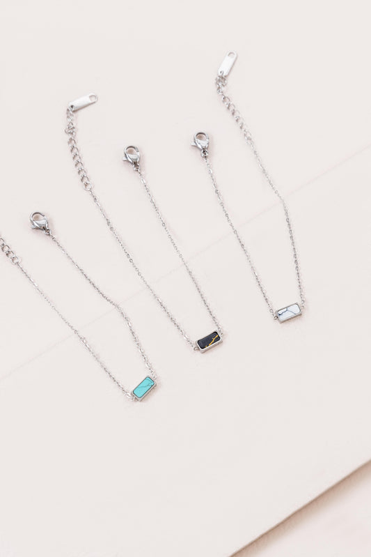 Beaming Bar Stone Bracelet | Silver