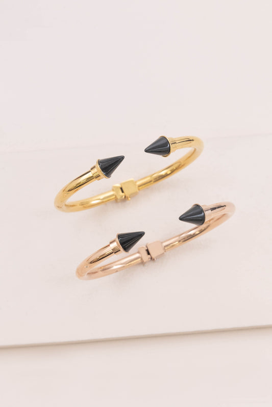 Point Stone Cuff | Black (14K Gold)