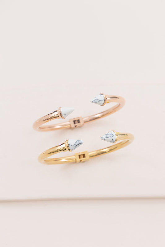 Point Stone Cuff | White (14K Gold)