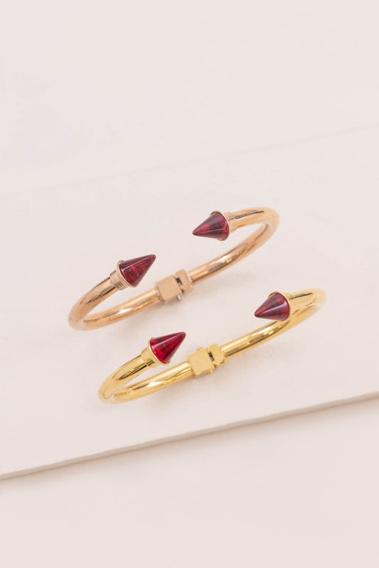 Point Stone Cuff | Crimson (14K Gold)