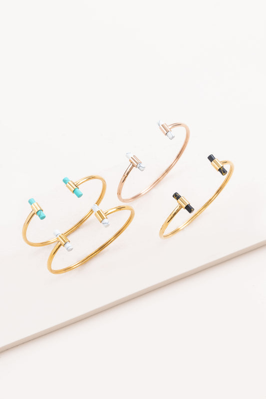 Stone Bar Cuff (14K Gold)