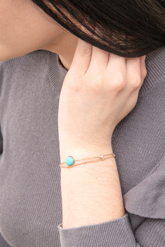 Globetrotter Stone Bracelet | Rose Gold (14K)