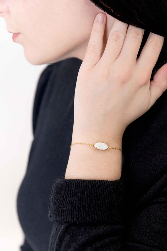 Marquise Druzy Bracelet | Alabaster (14K)