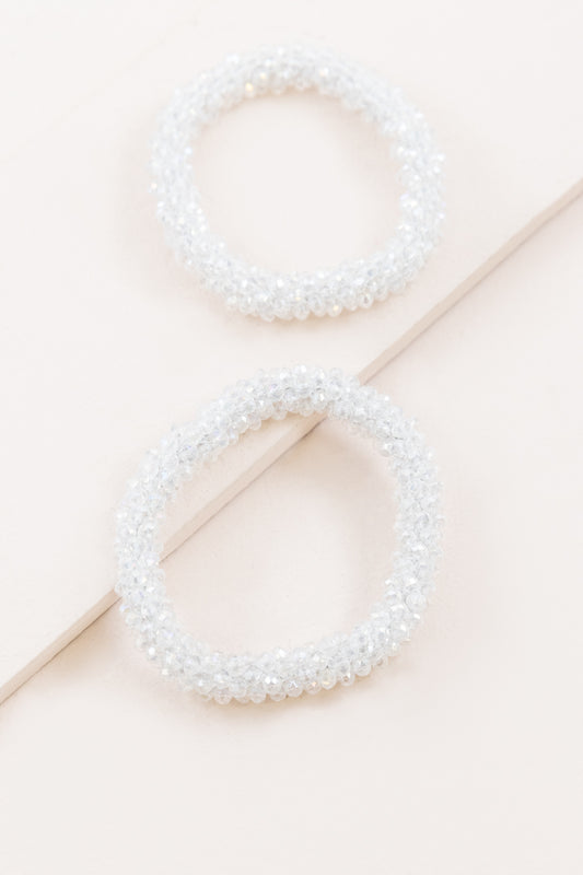Beaded Rope Bracelet | Clear Ice
