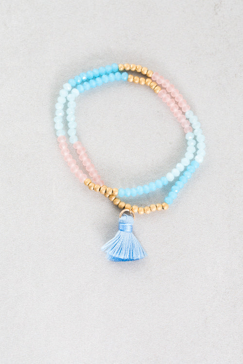 Havana Beaded Bracelet | Sea Blue (14K)
