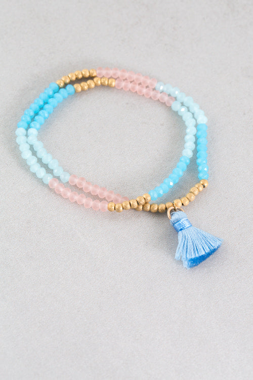 Havana Beaded Bracelet | Sea Blue (14K)
