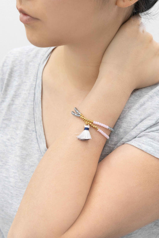 Havana Beaded Bracelet | Lavender Gray (14K)