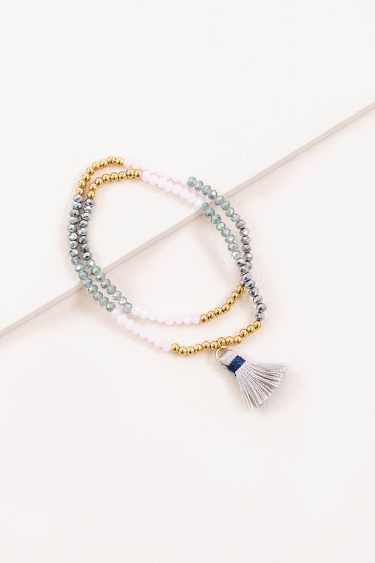 Havana Beaded Bracelet | Lavender Gray (14K)