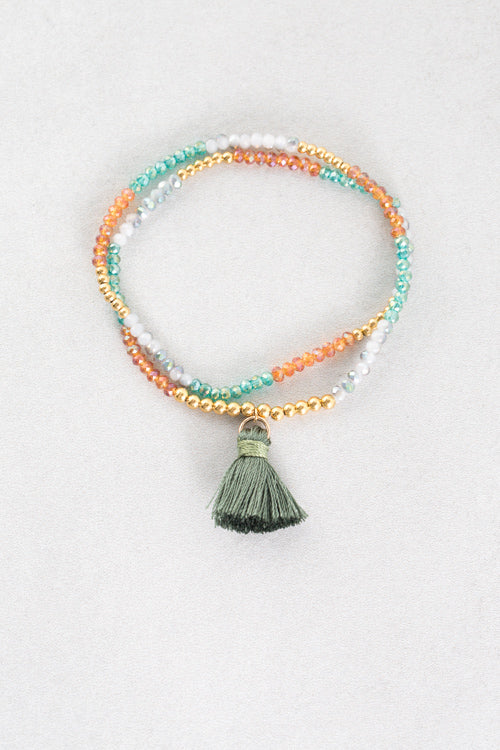 Havana Beaded Bracelet | Green (14K)