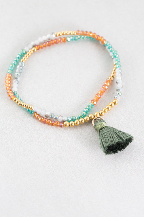 Havana Beaded Bracelet | Green (14K)