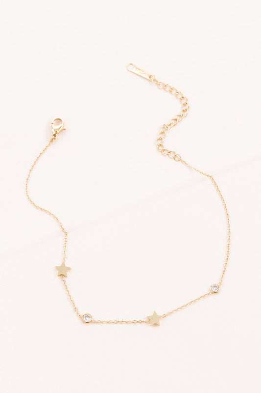 Starry Eyed Rhinestone Anklet | Gold