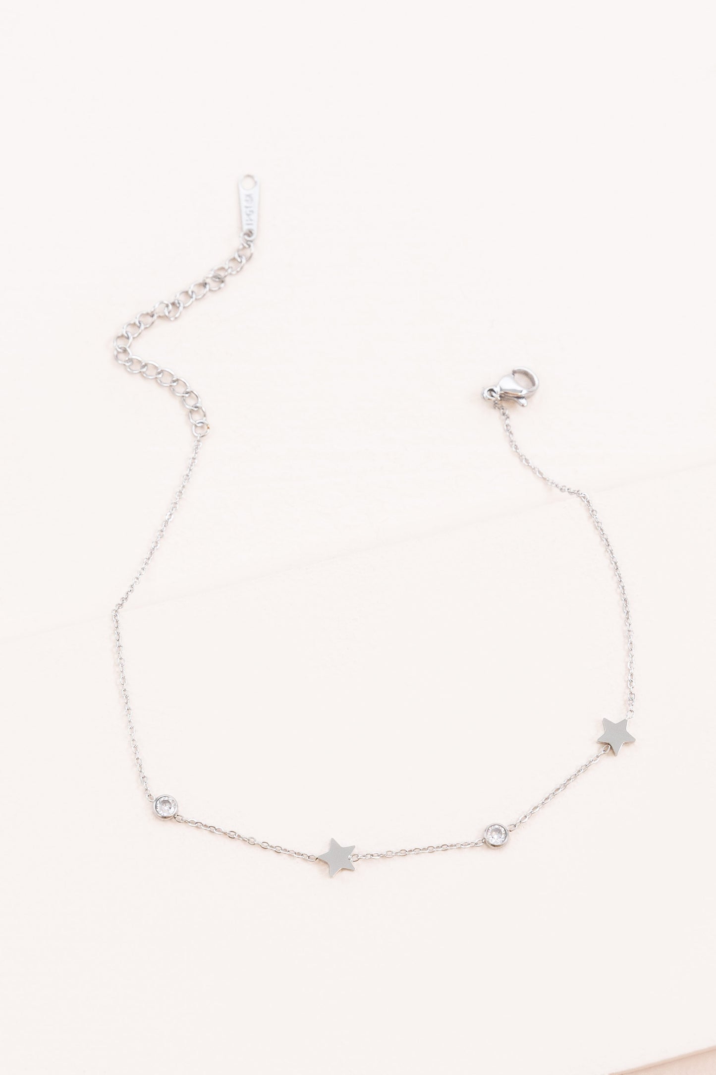 Starry Eyed Rhinestone Anklet | Silver