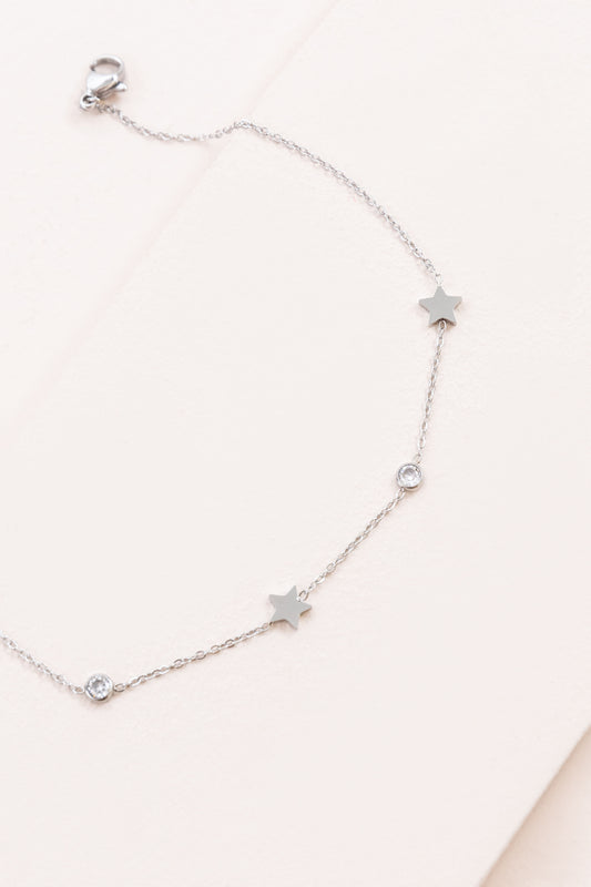 Starry Eyed Rhinestone Anklet | Silver