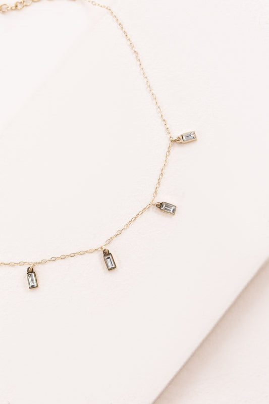 Minimal Rectangle Rhinestone Anklet | Gold