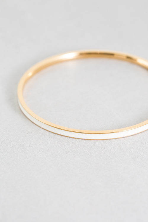 Demi Bangle Bracelet | White (18K)