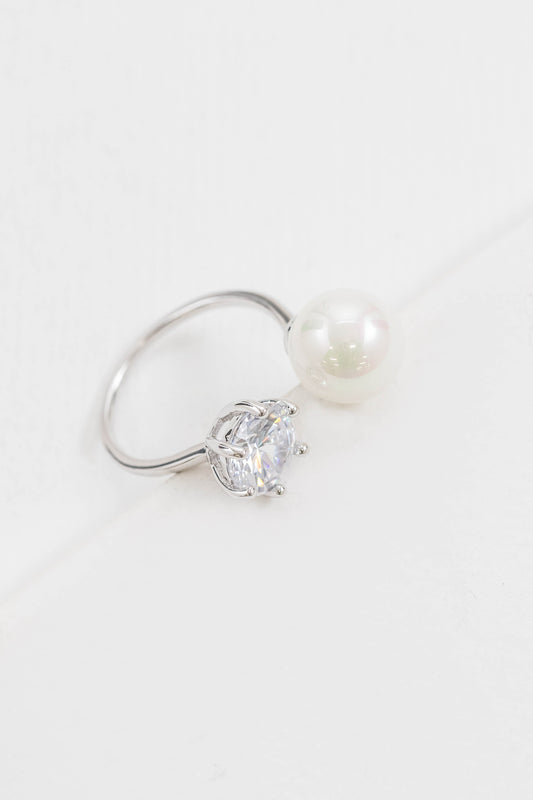 Lux Pearl Stone Ring | Silver (14K)