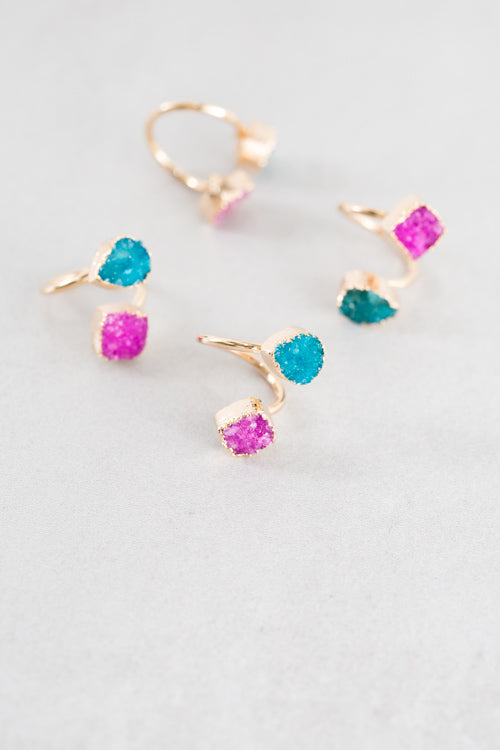 Druzy Twist Ring | Aqua Magenta